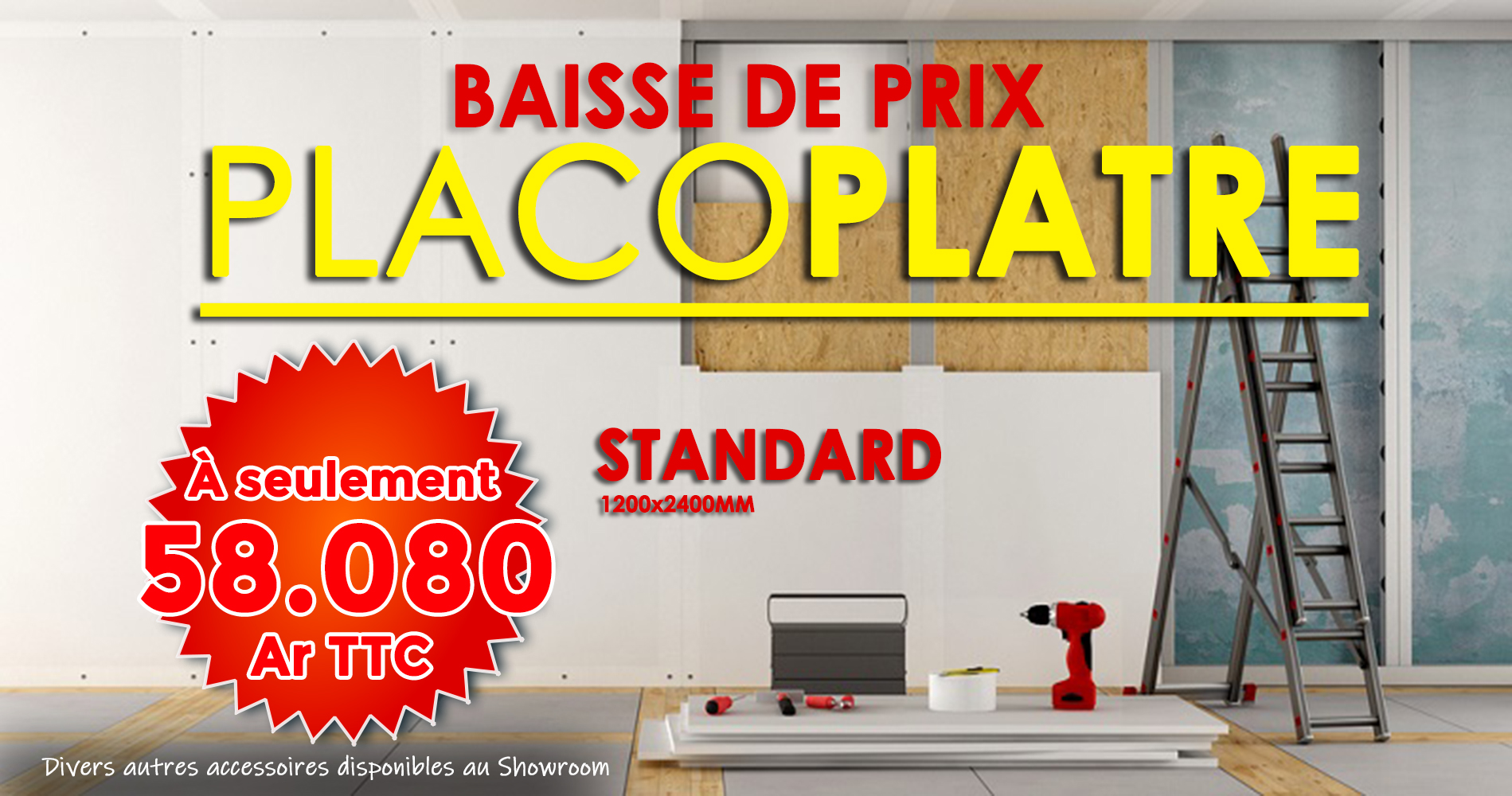PLACOPLATRE STANDARD BA13 (1200X2400) PROMOTION
