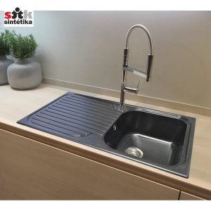 EVIER COMPOSITE STKZ 1C1E NOIR GRAFITO 1BAC+1EG