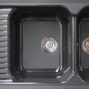 EVIER COMPOSITE STKZ 2C1E NOIR GRAFITO 2 BACS+ 1EG