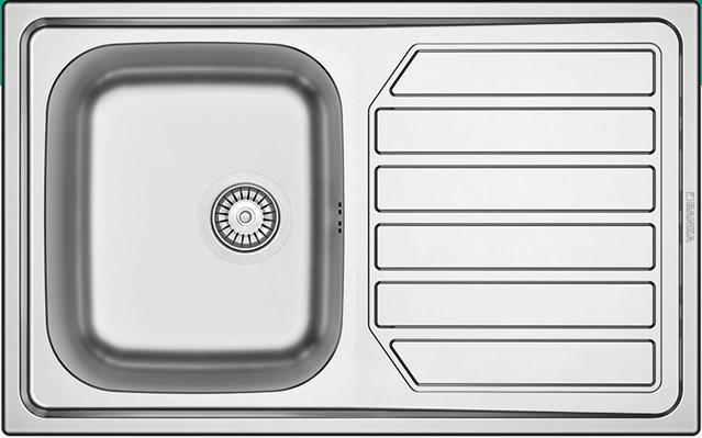 EVIER INOX SIMPLE BAC AVEC EGOUTTOIR 800x500x160mm REF E42080