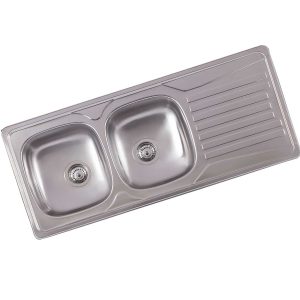 EVIER INOX 2 BACS AVEC EGOUTTOIR 1160X500MM REF E26001