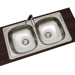 EVIER INOX 2BACS SANS EGOUTTOIR 900X510MM REF E2090