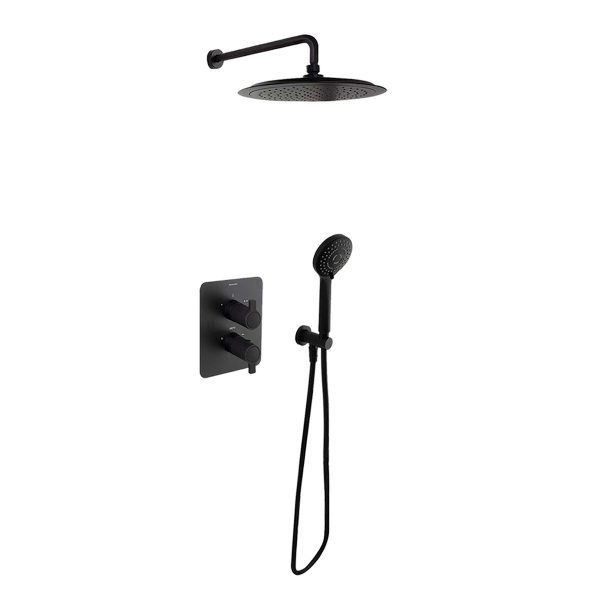 BLAUTHERM MITIGEUR DOUCHE 2 VOIES ROND ENCASTRE 941502RP240 NOIR MAT
