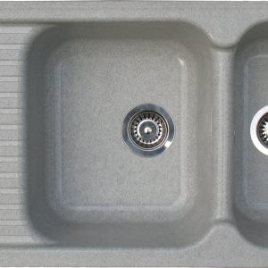 EVIER COMPOSITE STKZ 2C1E GRANITO GRIS 2 BACS+1EG