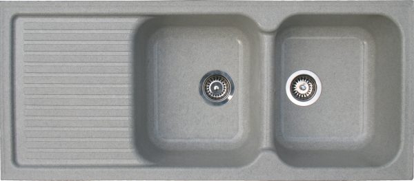 EVIER COMPOSITE STKZ 2C1E GRANITO GRIS 2 BACS+1EG